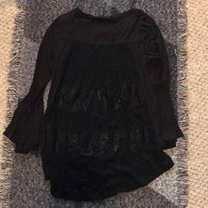 Olivia & Grace Lace Back Bell Sleeved Top